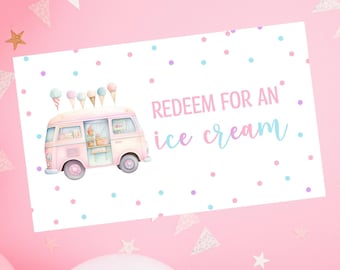 Editable ice cream party ticket- instant download
