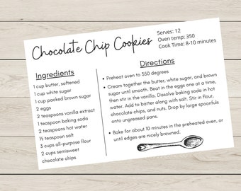 Recipe Card template-instant download