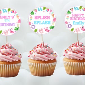 Redigerbar poolparty-muffinstoppning – direktnedladdning