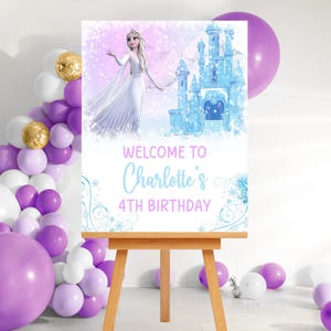 Frozen Welcome Sign - Editable Elsa Birthday Template, Instant Download Birthday Poster, Cute frozen Welcome Sign