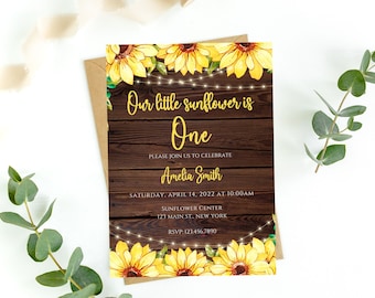 Sunflower Birthday invitation-sunflower party invitation-instant download