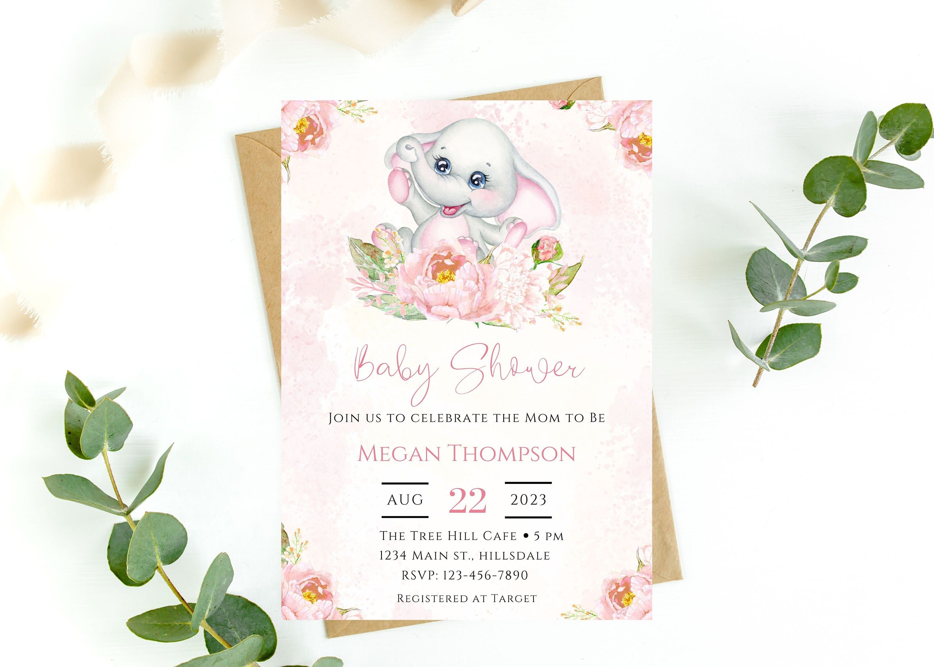 Baby Shower Elephant Invitationbaby Shower Elephant Girl Invitebaby