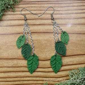 Handmade Polymer Clay Leaf Dangle Earrings | Nature Jewelry | Witchy Accessories