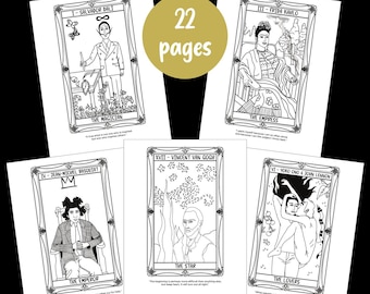 Renommierte Künstler Tarot Major Arcana Malbuch - druckbare Tarot-Malseiten für Selbstfürsorge und Kreativität