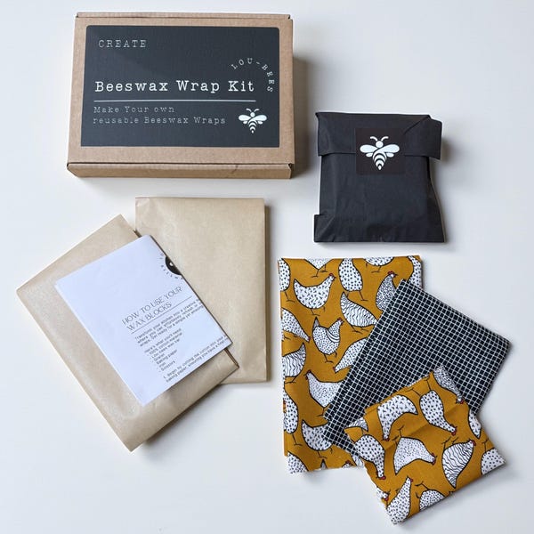 Kit DIY d'emballages en cire d'abeille : emballages alimentaires réutilisables et respectueux de l'environnement