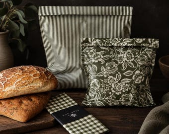 Beeswax Bread Bags Set, Reusable. The Olive Pantry. Food Storage | Handmade UK Sourdough Loaf Bags