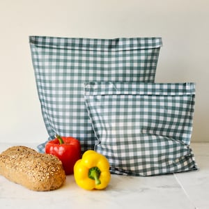 Coastal Blue Check Beeswax Bread Bag | Reusable Eco Friendly Kitchen Storage