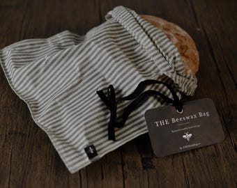 Striped Cotton Linen Beeswax Bag