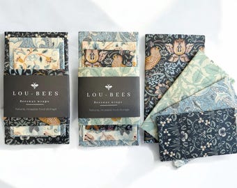 William Morris Natures Dream Beeswax wraps 4pk, Eco friendly food storage.