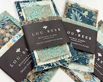 William Morris Kelmscott Garden Beeswax Wraps – 4 Pack | Eco-Friendly | Reusable