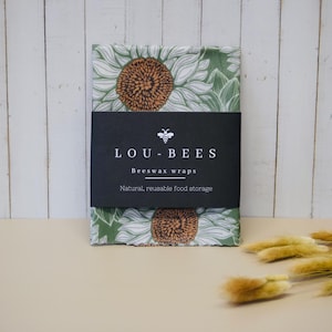 Voedselverpakking zonnebloem bijenwas: milieuvriendelijke, herbruikbare verpakking 30 cm