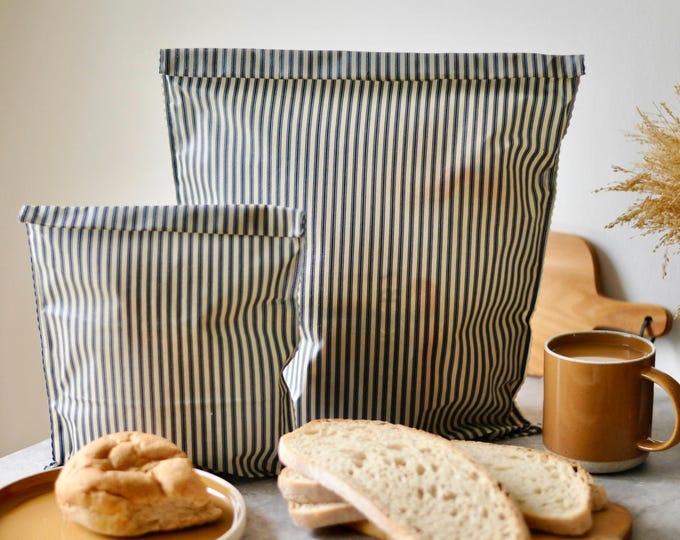 Lou-bees Pure Organic Cotton Navy Striped French-Inspired Beeswax Bag S,M,L available.