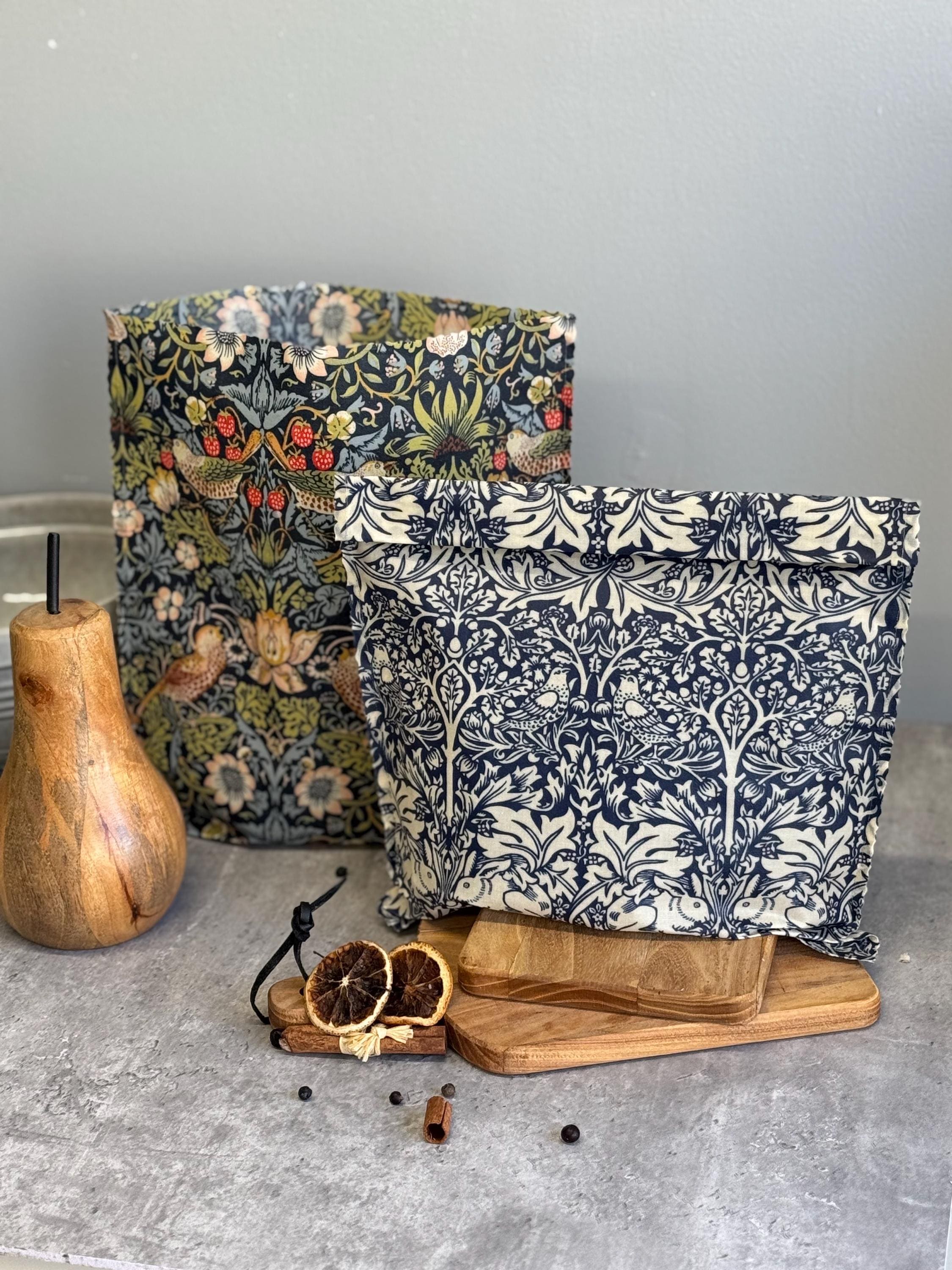 Large William Morris Beeswax wrap BAG. Eco friendly food storage.