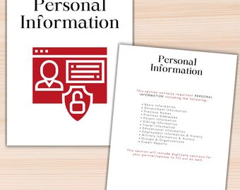 Personal Information Template: Legacy Folder Insert (Digital Download)