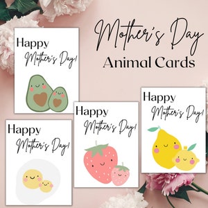 Fruits Fruits Fête des Mères (Lot de 4) | Cartes de voeux, Fête des Mères, Mai, Maman, Printemps, Fruit