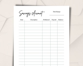 Savings Account Tracker Template (Digital Download)