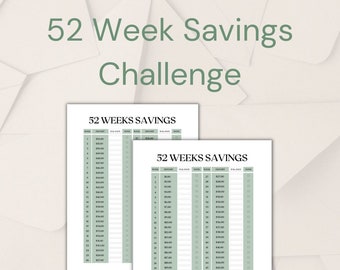 52 Week Savings Challenge: Traditional & Reverse (Digital Download)