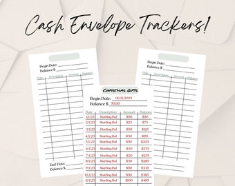 Cash Envelope Trackers | Cash, Envelopes, Inserts, Savings, Money, Sinking Funds, Budget