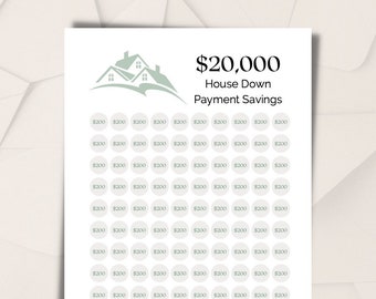 House Down Payment Savings Tracker 20,000 | Down Payment, Deposit, Home Savings