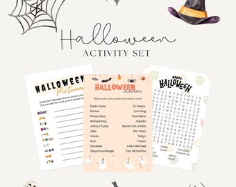 Printable Halloween Activity Set for Kids: Pictionary, Villain Match, Word Search (Digital Download)