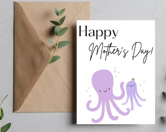 Octopus Mother's Day Card | Mother's Day, Greeting Cards, May, Mom, Spring, Animals