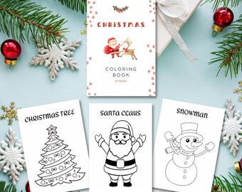 Christmas Coloring Book: 10 Festive Kid Pages (Digital Download)