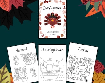 Thanksgiving Coloring Book: 10 Printable Kid Pages (Digital Download)