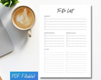 PDF Fillable/ Priority To-Do List | Priority, Minimalist, Digital Download, Work, Office, Productivity