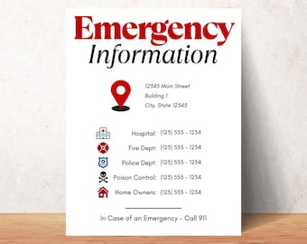 Airbnb Emergency Information Sheet: Fillable Guest Safety Contact List (PDF Download)