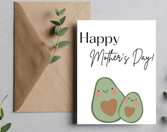 Avocado Mother's Day Card | Mother's Day, Greeting Cards, May, Mom, Spring, Fruit