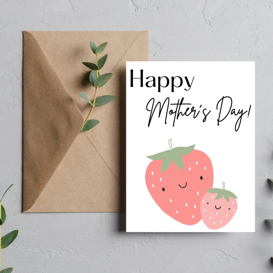 Strawberry Mother's Day Card | Mother's Day, Greeting Cards, May, Mom, Spring, Fruit - Etsy