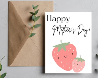 Strawberry Mother's Day Card | Mother's Day, Greeting Cards, May, Mom, Spring, Fruit