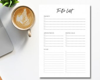 Priority To-Do List | Priority, Minimalist, Digital Download, Work, Office, Productivity