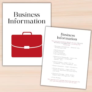 Business Information Template: Legacy Folder Insert (Digital Download)