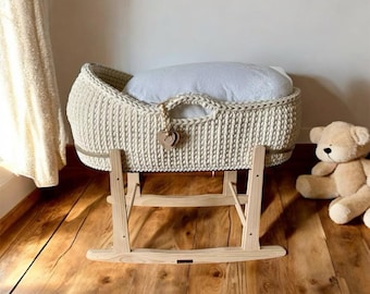 Cesta di Mosè per bambole, fatta a mano, cestino all'uncinetto, regalo per bambini, cameretta dei bambini, boho