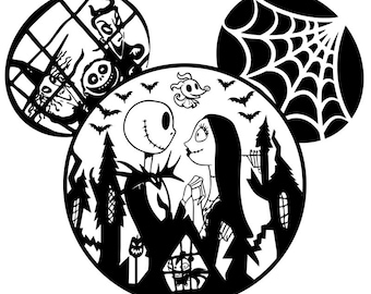 Jack Skellington and Sally SVG PNG Mickey: Nightmare Before Christmas Design (Digital Download)