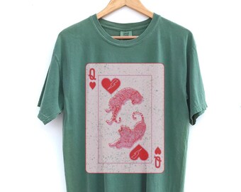Queen Of Hearts With Tigers Vintage Vibe Comfort Colors Graphic Tee