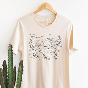 Nationalparks der USA T-Shirt Minimalistische Nationalpark Karte Shirt Geschenk für Reisende Geschenk für Naturliebhaber Camping Wandern im Freien Tee