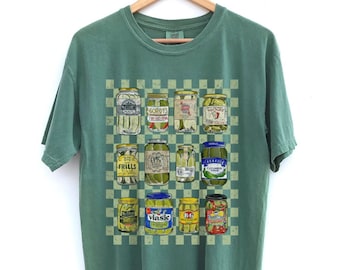 Vintage Canned Pickles Comfort Colors Graphic Tee, Cute Trendy Pickle Lover Shirt, Gift For Foodie