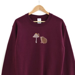 Watercolor Hedgehog Snail And Mushroom Cottagecore Crewneck Sweatshirt