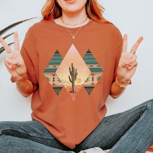 Desert Shirt, Western Cactus Sunrise Sunset Comfort Colors Graphic Tee