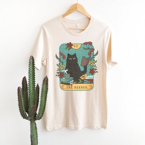 The Reader Black Cat Tarot Card Vintage Vibe Graphic Tee