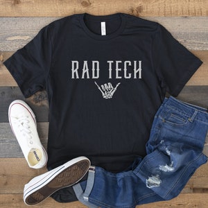 Rad Tech Shirt, Unisex Radiology Technologist Graphic Tee, Xray Shirts, Skeleton Hand Shaka Shirt