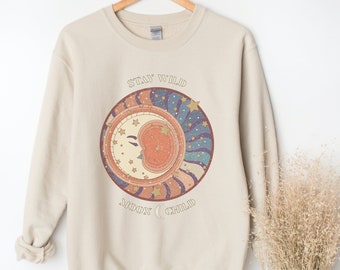 Stay Wild Moon Child Vintage Vibe Crewneck Sweatshirt