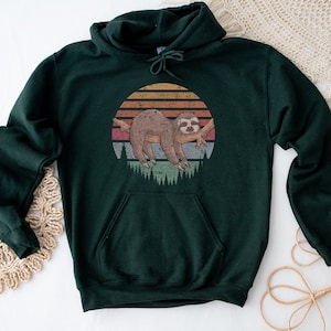 Sloth Vintage Retro Vibe Hoodie, Cute Unisex Animal Sweatshirt, Gift For Sloth Lover, Soft Comfy Lounge Sweatshirt