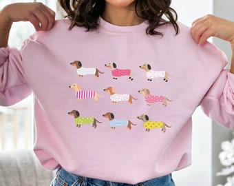 Dachshunds In Sweaters Shirt Or Crewneck Sweatshirt, Cute Dachshund Mom Shirt, Dachshund Lover Gift