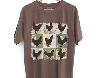 Chicken Shirt Cute Tshirt For Chicken Mom Farm Girl Gift Chicken Owner T-shirt Animal Lover Shirt Trendy Chickens Vintage Vibe Shirt