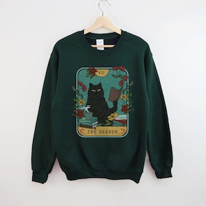 The Reader Cat Tarot Card Crewneck Sweatshirt
