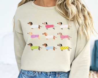 Dachshunds In Sweaters Shirt Or Crewneck Sweatshirt, Cute Dachshund Mom Shirt, Dachshund Lover Gift