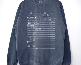 Bibliotheksausweis Fälligkeitsdatum Shirt oder Sweatshirt, niedliches Vintage Vibe Comfort Farben Buch-Liebhaber-Shirt